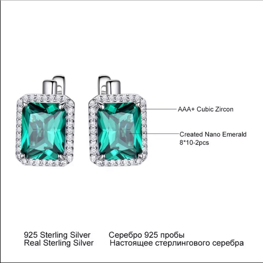Emerald Sterling Silver Earrings - Picture 5 of 7
